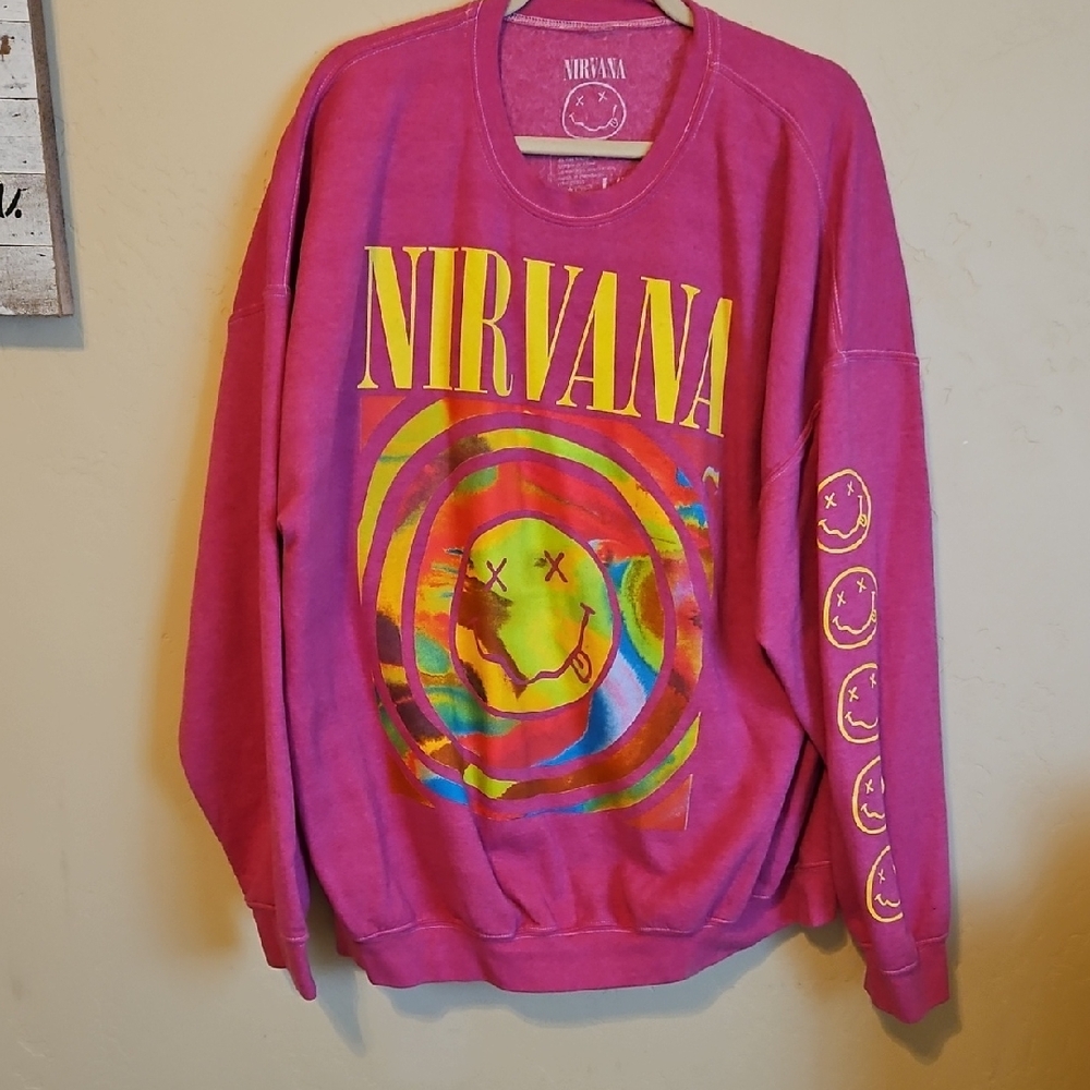 NIRVANA Vibrant Pink Sweatshirt with Graphic Design